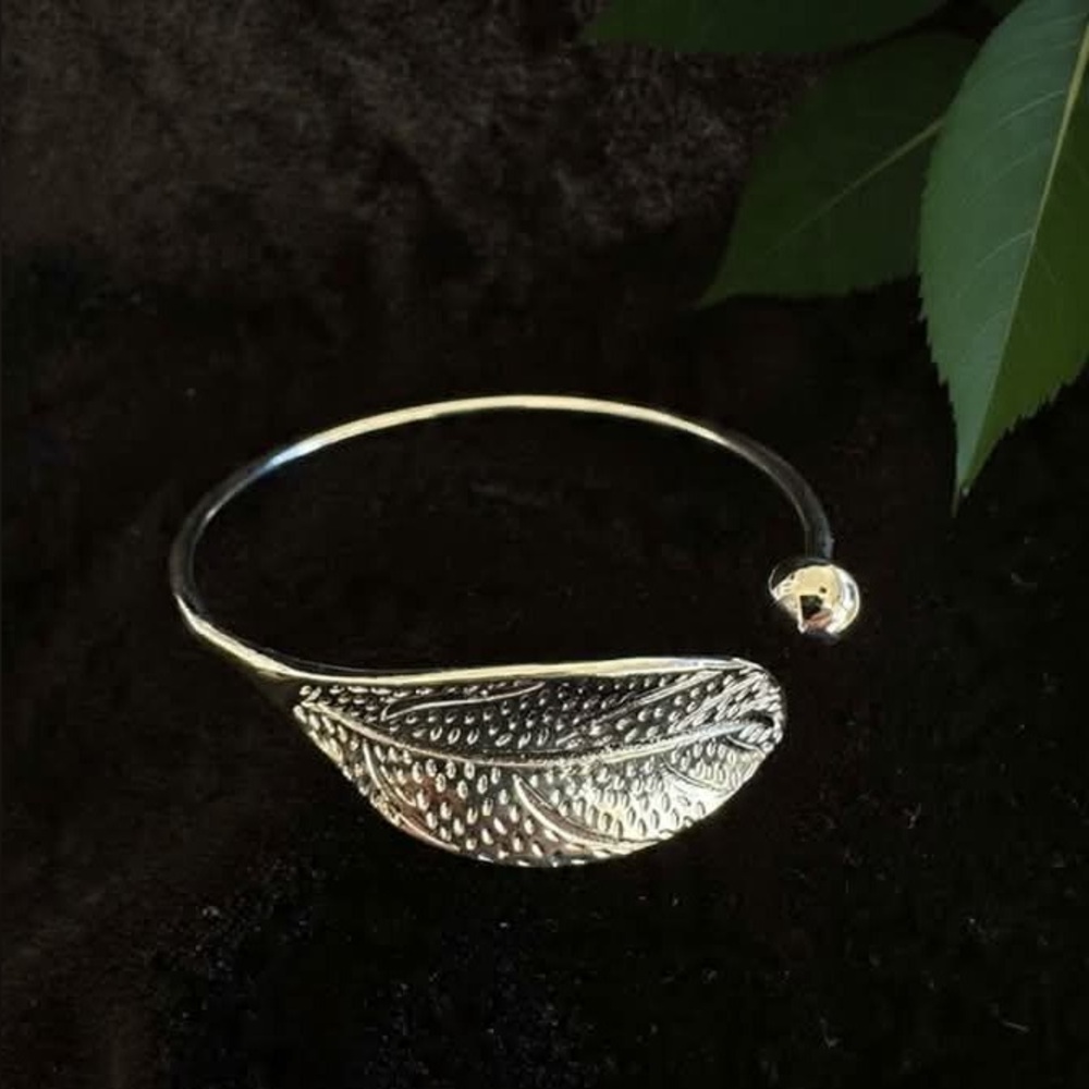 925 Silver Leaf design Bangle Bracelet